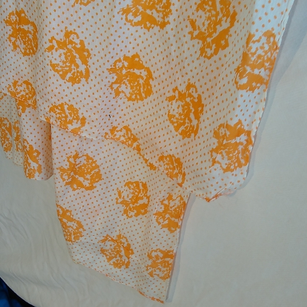 NWOT large 100% cotton scarf/wrap made in India - orange floral-dot unisex - Picture 7 of 8